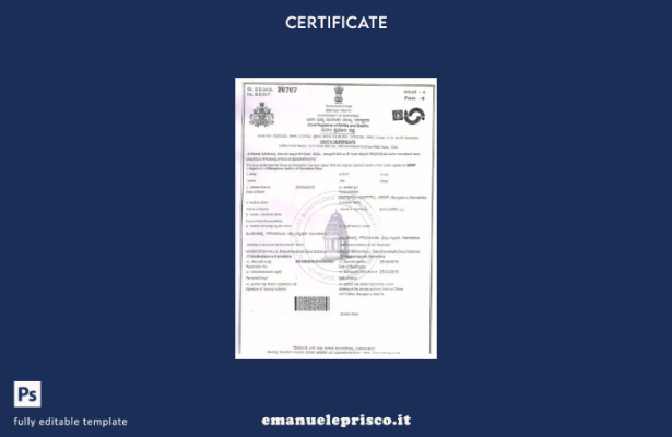 stile verificato Modello di certificato di morte del governo indiano del Karnata